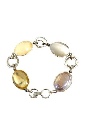 LC Lauren Conrad Multi Stone Flex Bracelet 8 Inch Yellow Tan Silver